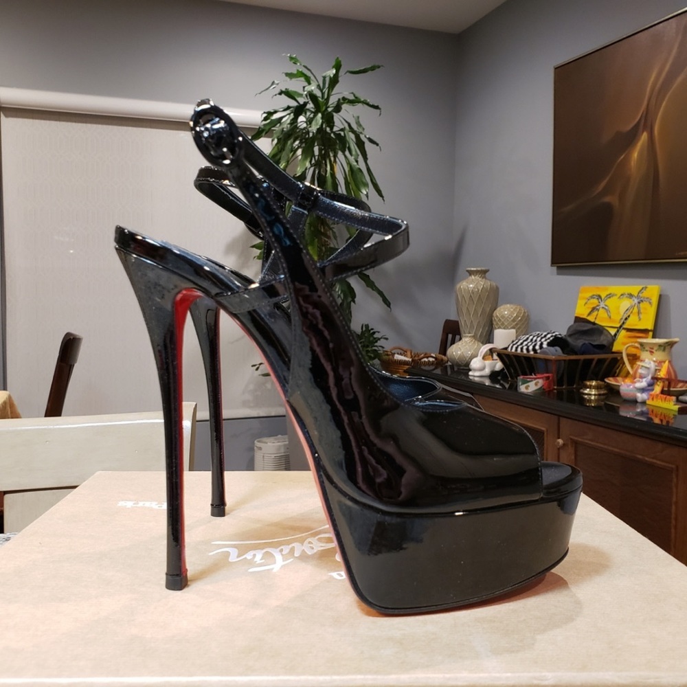 Christian Louboutin Black and Red Heels - Picture 4 of 12